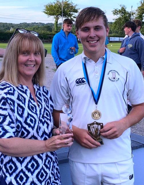 Man of the Match Will Phillips with Mrs Griffiths